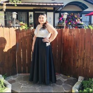 Black satin prom dress